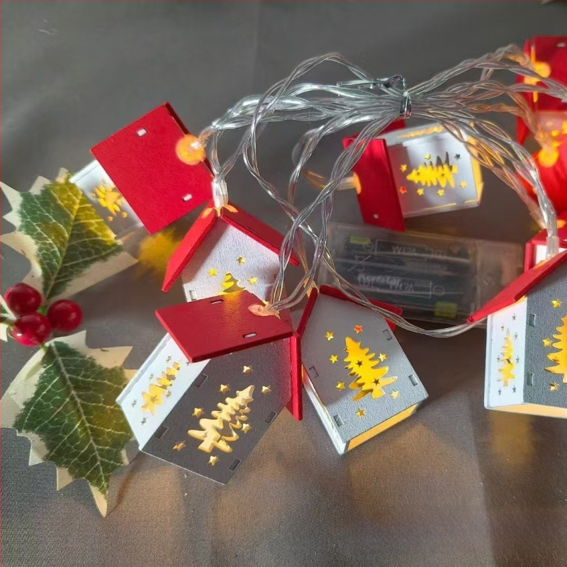 Valentino dienos Kalėdų šventė medinis mažas namelis LED šviesų girlianda viešbučio kambario miegamojo šviečianti atmosfera dekoratyvinės lemputės