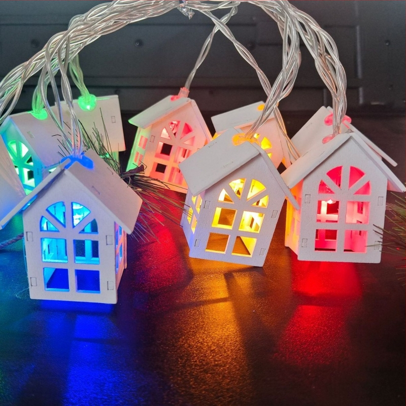 Valentino dienos Kalėdų šventė medinis mažas namelis LED šviesų girlianda viešbučio kambario miegamojo šviečianti atmosfera dekoratyvinės lemputės
