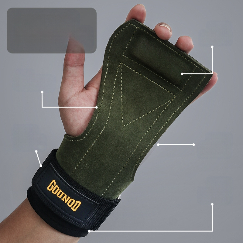 Προστασία παλάμης από δέρμα αγελάδας, ανθεκτικό στη φθορά, αντιολισθητικός εξοπλισμός προστασίας καρπού, ενισχυτής άρσης βαρών με σκληρό προστατευτικό έλξης