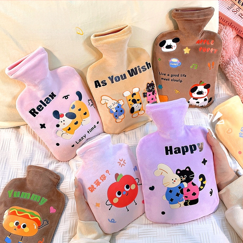 Bērnu samta karstā ūdens maisiņš 2024. gada jauns PVC augstas krāsas glīts meiteņu roku sildītājs skolniecēm ūdens injekcijas siltā ūdens maisiņš
