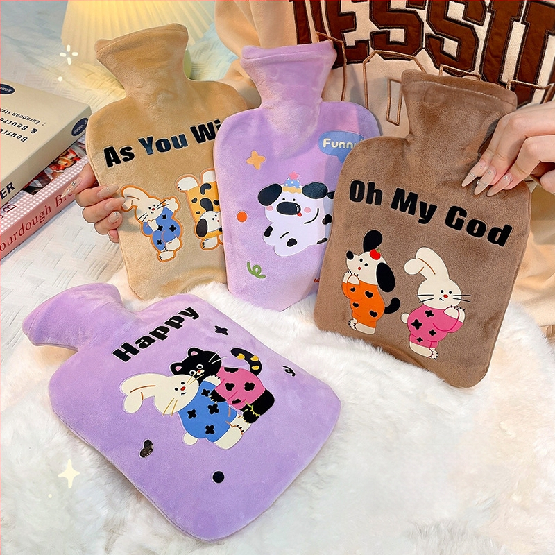 Bērnu samta karstā ūdens maisiņš 2024. gada jauns PVC augstas krāsas glīts meiteņu roku sildītājs skolniecēm ūdens injekcijas siltā ūdens maisiņš