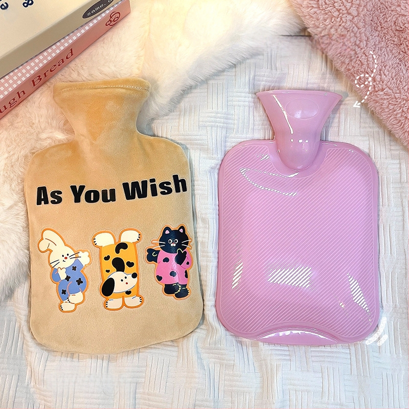 Bērnu samta karstā ūdens maisiņš 2024. gada jauns PVC augstas krāsas glīts meiteņu roku sildītājs skolniecēm ūdens injekcijas siltā ūdens maisiņš