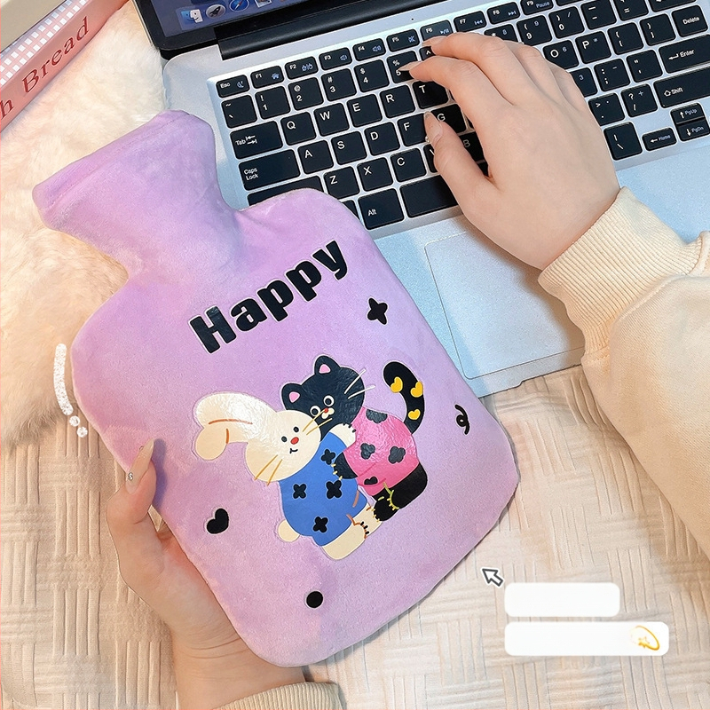 Bērnu samta karstā ūdens maisiņš 2024. gada jauns PVC augstas krāsas glīts meiteņu roku sildītājs skolniecēm ūdens injekcijas siltā ūdens maisiņš