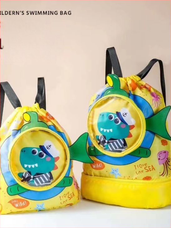 Νέα παιδική τσάντα κολύμβησης, τσάντα διαχωρισμού για στεγνό και βρεγμένο μπάνιο, τσάντα αποθήκευσης κολύμβησης, σακίδιο πλάτης με πλαίσιο και αποθήκευση στην παραλία