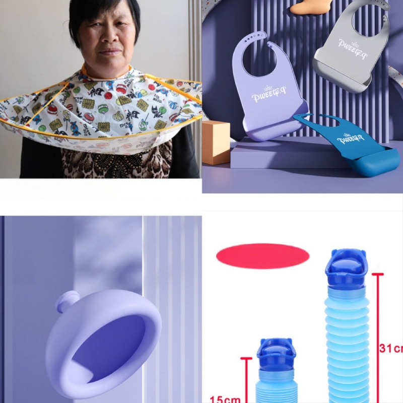 Лигавници за възрастни хора, Джобове за хранене за възрастни хора, Водоустойчиви големи специални силиконови кофи за урина за възрастни, лигавници за подстригване