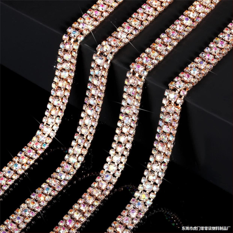 Tehase otsemüük kolmest reast vaskteemantketist küünisahela värvi rhinestone ketiga küünisrõivaste kaunistuseks isetehtud ehete aksessuaarid