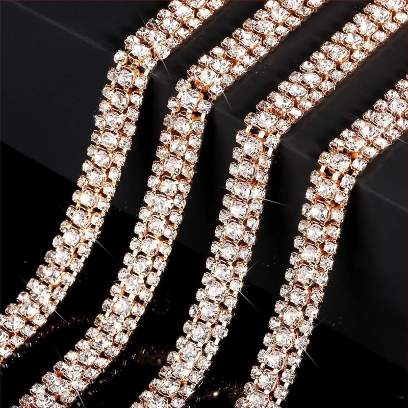 Tehase otsemüük kolmest reast vaskteemantketist küünisahela värvi rhinestone ketiga küünisrõivaste kaunistuseks isetehtud ehete aksessuaarid