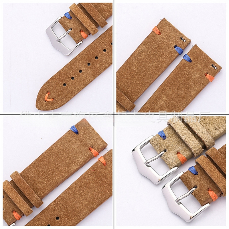 Uus värviline moodne sametist käekell 20 mm ja 22 mm käsitsi õmmeldud nahast käekell sametist nahast