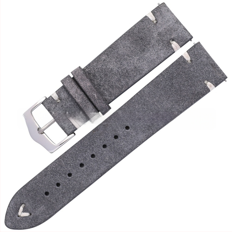 Uus värviline moodne sametist käekell 20 mm ja 22 mm käsitsi õmmeldud nahast käekell sametist nahast