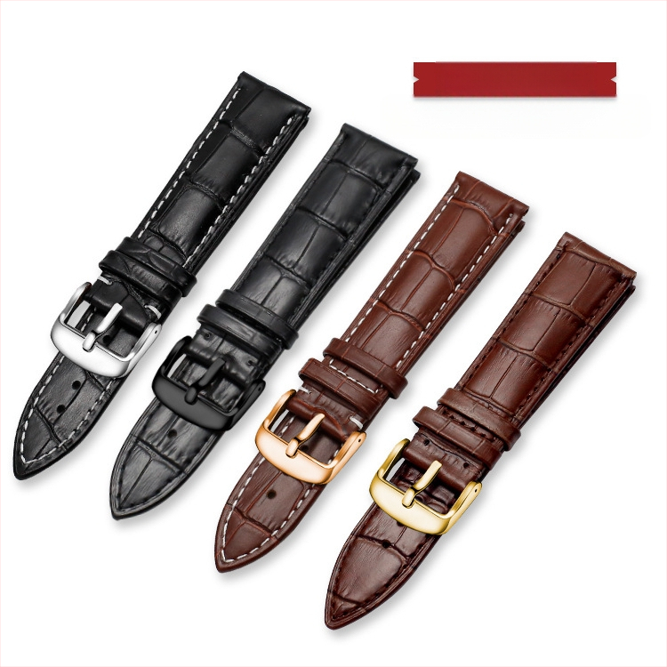 Tiesioginio gamyklinio tiekimo pirmojo sluoksnio karvės odos sagties laikrodžio dirželis su bambuko raštu, įvairiaspalvis, pasirinktinai vyrams ir moterims, 12–24 mm