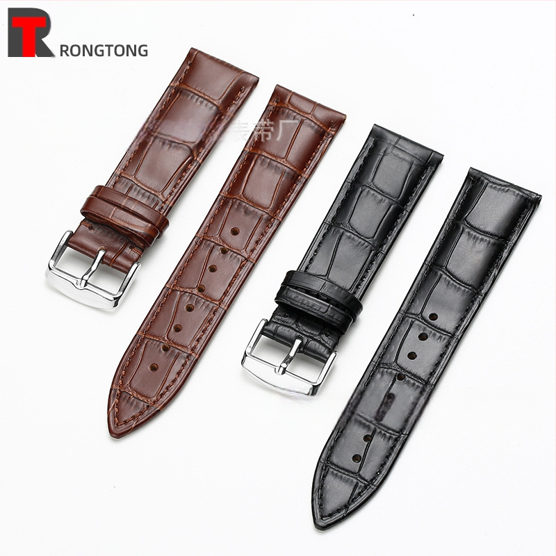 Tiesioginio gamyklinio tiekimo pirmojo sluoksnio karvės odos sagties laikrodžio dirželis su bambuko raštu, įvairiaspalvis, pasirinktinai vyrams ir moterims, 12–24 mm