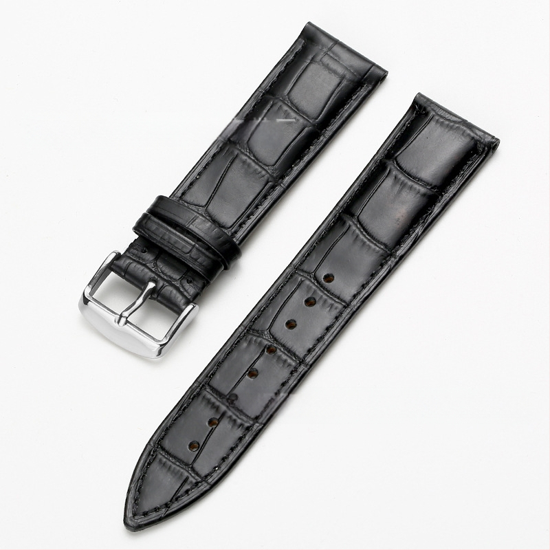 Tiesioginio gamyklinio tiekimo pirmojo sluoksnio karvės odos sagties laikrodžio dirželis su bambuko raštu, įvairiaspalvis, pasirinktinai vyrams ir moterims, 12–24 mm