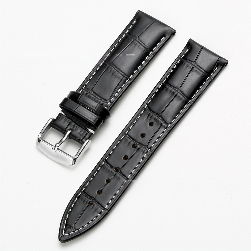 Tiesioginio gamyklinio tiekimo pirmojo sluoksnio karvės odos sagties laikrodžio dirželis su bambuko raštu, įvairiaspalvis, pasirinktinai vyrams ir moterims, 12–24 mm