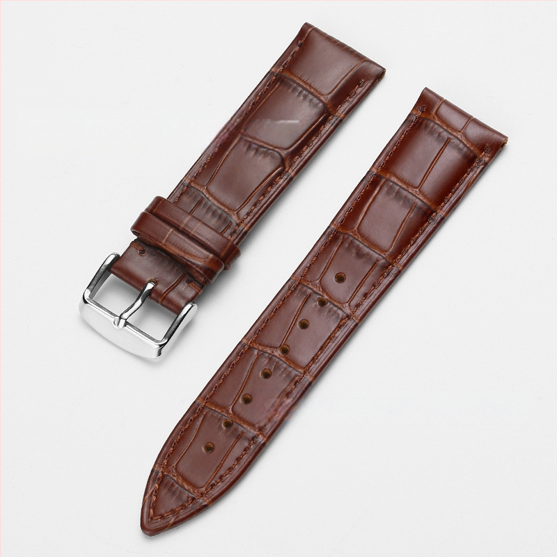 Tiesioginio gamyklinio tiekimo pirmojo sluoksnio karvės odos sagties laikrodžio dirželis su bambuko raštu, įvairiaspalvis, pasirinktinai vyrams ir moterims, 12–24 mm