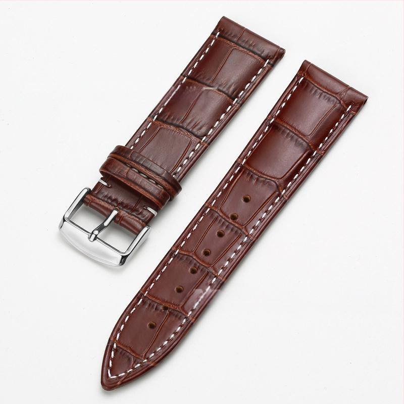 Tiesioginio gamyklinio tiekimo pirmojo sluoksnio karvės odos sagties laikrodžio dirželis su bambuko raštu, įvairiaspalvis, pasirinktinai vyrams ir moterims, 12–24 mm