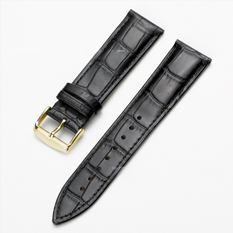 Tiesioginio gamyklinio tiekimo pirmojo sluoksnio karvės odos sagties laikrodžio dirželis su bambuko raštu, įvairiaspalvis, pasirinktinai vyrams ir moterims, 12–24 mm