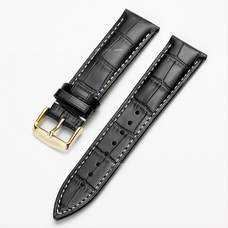 Tiesioginio gamyklinio tiekimo pirmojo sluoksnio karvės odos sagties laikrodžio dirželis su bambuko raštu, įvairiaspalvis, pasirinktinai vyrams ir moterims, 12–24 mm