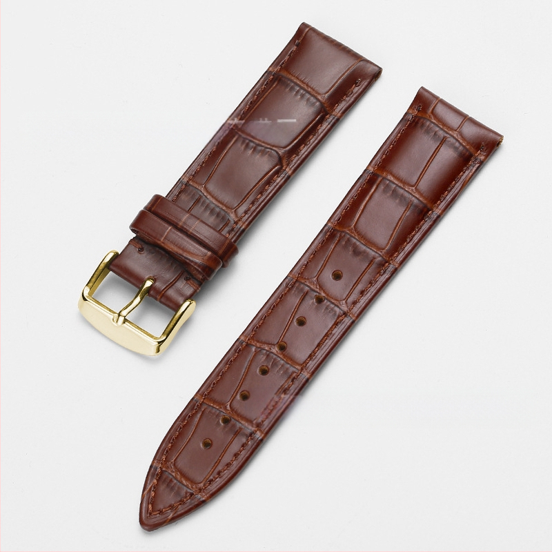 Tiesioginio gamyklinio tiekimo pirmojo sluoksnio karvės odos sagties laikrodžio dirželis su bambuko raštu, įvairiaspalvis, pasirinktinai vyrams ir moterims, 12–24 mm