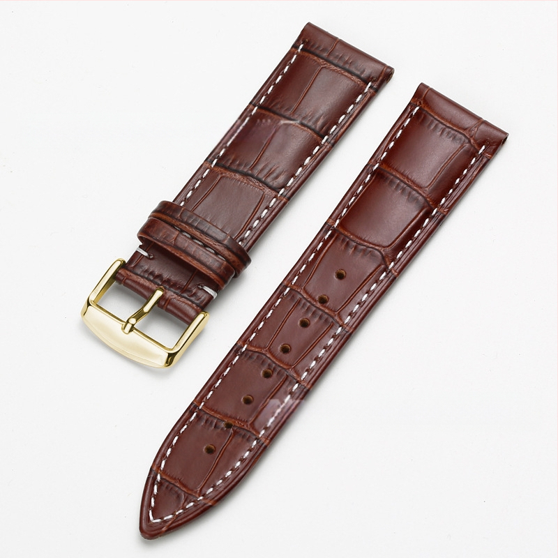 Tiesioginio gamyklinio tiekimo pirmojo sluoksnio karvės odos sagties laikrodžio dirželis su bambuko raštu, įvairiaspalvis, pasirinktinai vyrams ir moterims, 12–24 mm