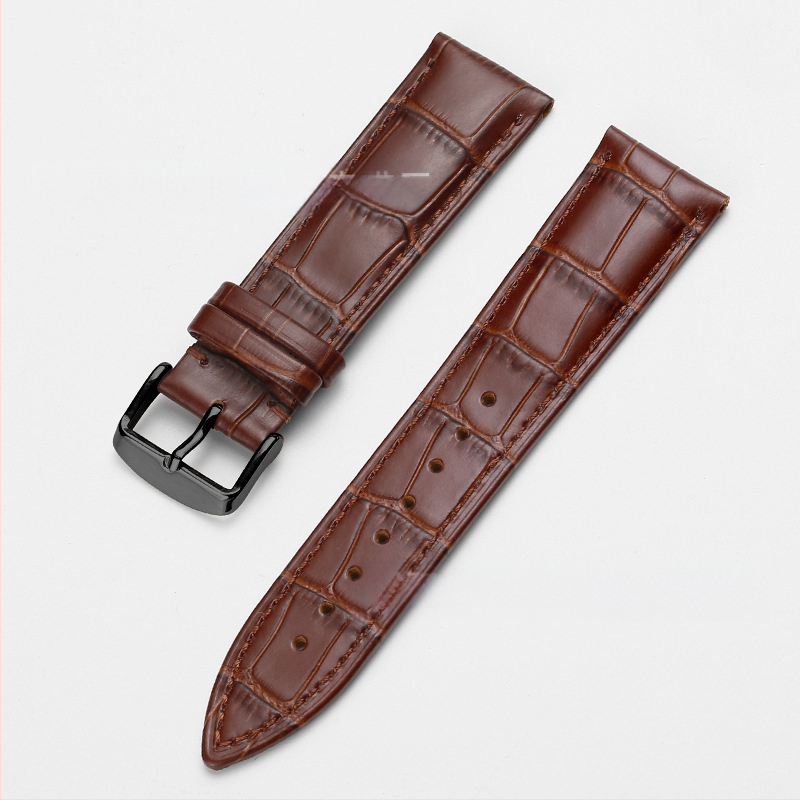 Tiesioginio gamyklinio tiekimo pirmojo sluoksnio karvės odos sagties laikrodžio dirželis su bambuko raštu, įvairiaspalvis, pasirinktinai vyrams ir moterims, 12–24 mm