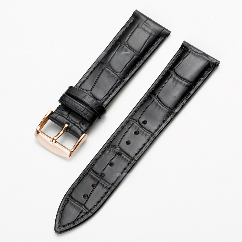 Tiesioginio gamyklinio tiekimo pirmojo sluoksnio karvės odos sagties laikrodžio dirželis su bambuko raštu, įvairiaspalvis, pasirinktinai vyrams ir moterims, 12–24 mm