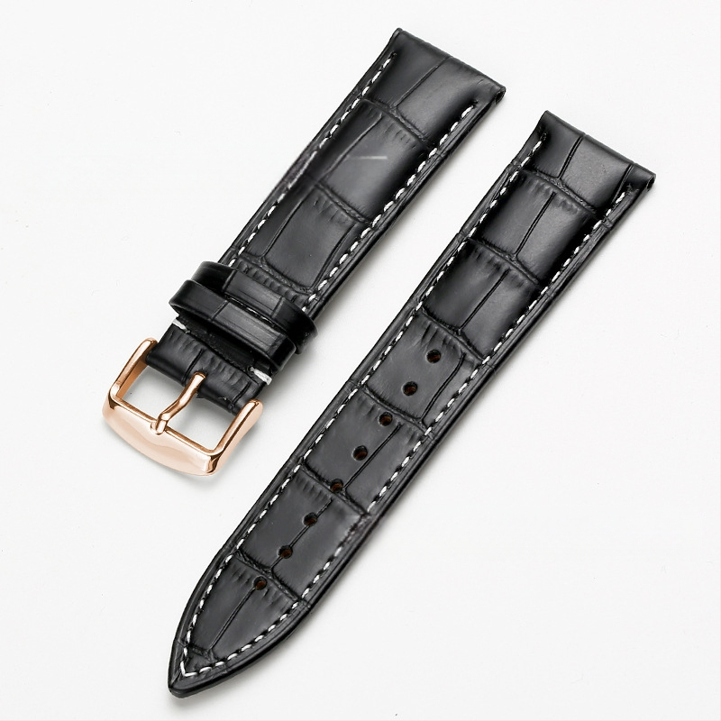 Tiesioginio gamyklinio tiekimo pirmojo sluoksnio karvės odos sagties laikrodžio dirželis su bambuko raštu, įvairiaspalvis, pasirinktinai vyrams ir moterims, 12–24 mm