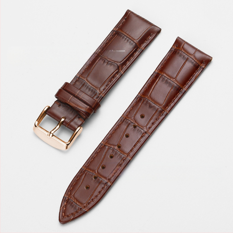 Tiesioginio gamyklinio tiekimo pirmojo sluoksnio karvės odos sagties laikrodžio dirželis su bambuko raštu, įvairiaspalvis, pasirinktinai vyrams ir moterims, 12–24 mm