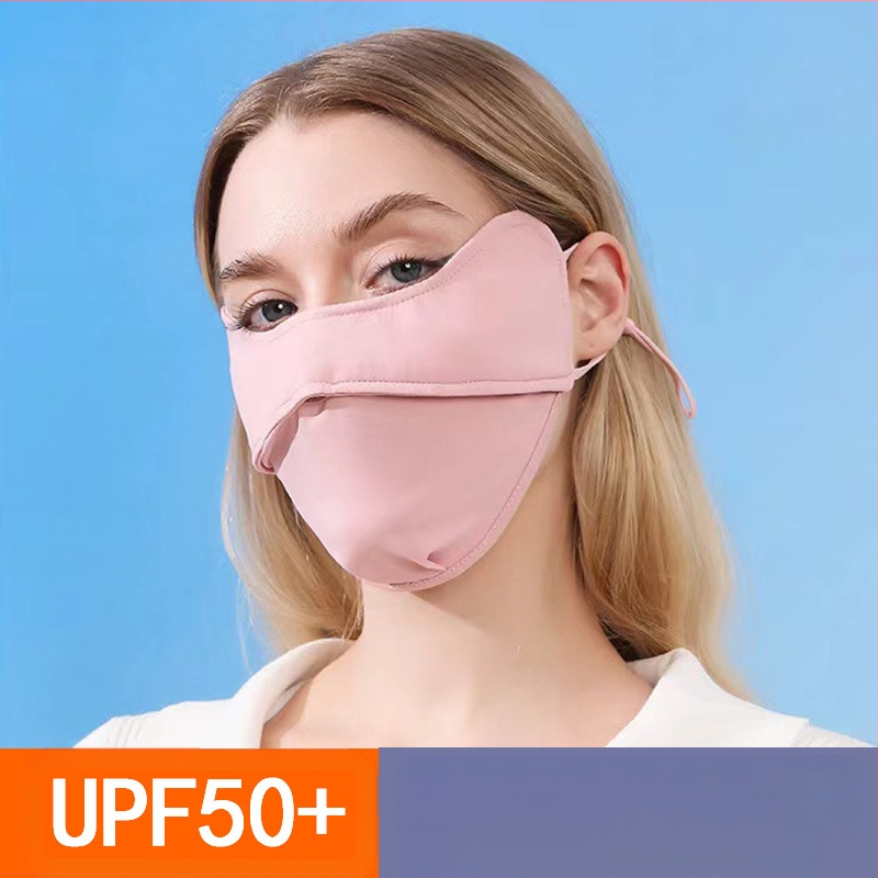 Jiaoshi nailono originalių siūlų akių kampo apsaugos nuo saulės kaukė moterims, kvėpuojanti, šilkinė, apsauganti nuo ultravioletinių spindulių, trimatė jojimo kaukė nuo saulės