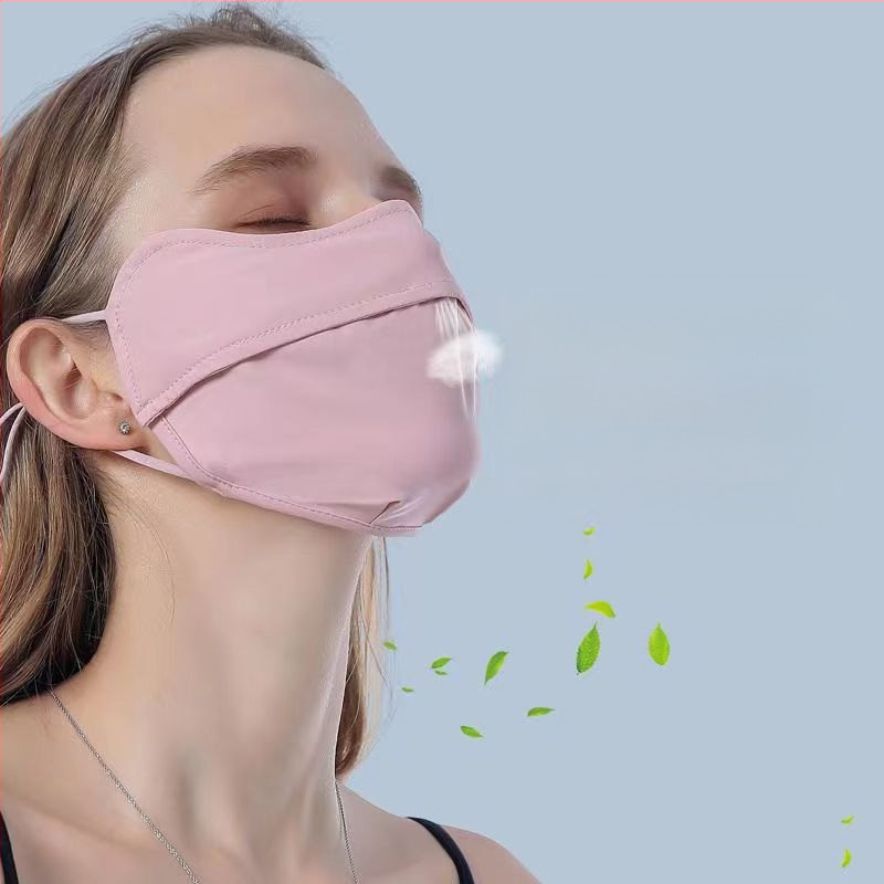 Jiaoshi nailono originalių siūlų akių kampo apsaugos nuo saulės kaukė moterims, kvėpuojanti, šilkinė, apsauganti nuo ultravioletinių spindulių, trimatė jojimo kaukė nuo saulės