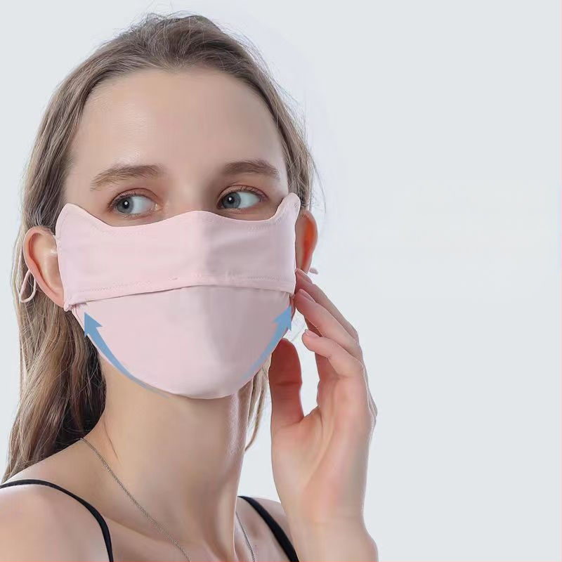 Jiaoshi nailono originalių siūlų akių kampo apsaugos nuo saulės kaukė moterims, kvėpuojanti, šilkinė, apsauganti nuo ultravioletinių spindulių, trimatė jojimo kaukė nuo saulės