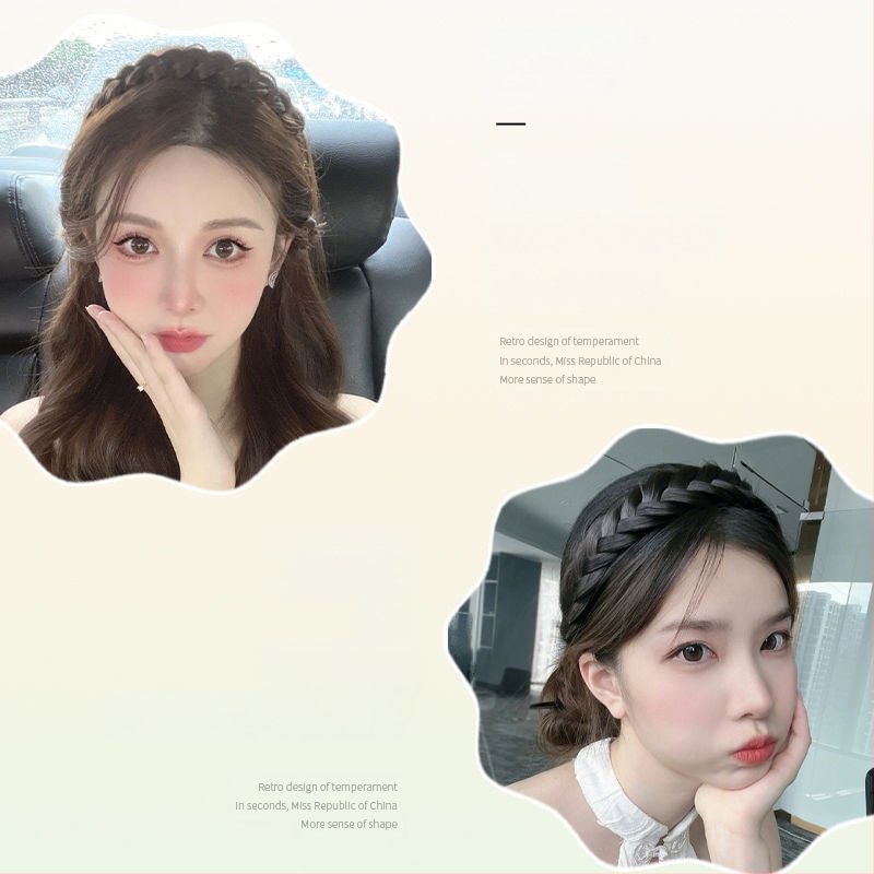 Kalaluust punutud parukas juukserõngas naistele, kõrgendatud koljuosaga ketasjuuksega artefakt internetikuulsus käsitsi valmistatud keermestatud punutud juukserõngas integreeritud