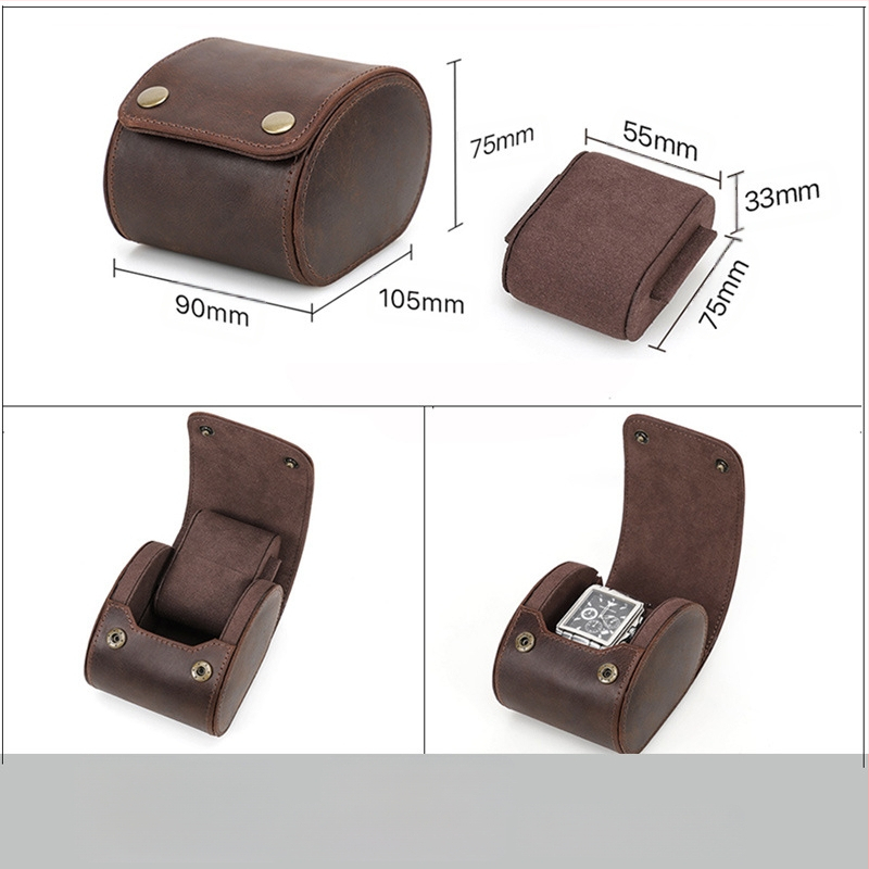 KONTAKTAI Nešiojama, smūgiams atspari laikrodžių dėžutė iš „Retro Crazy Horse“ karvės odos, mechaninė laikrodžių laikymo dėžutė, skirta laikyti vietoje