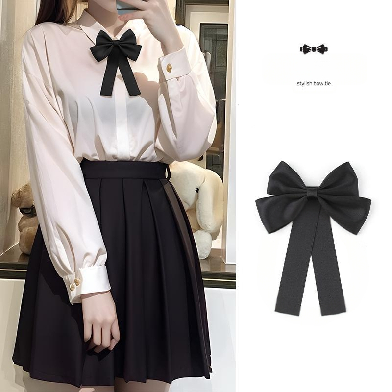 Sieviešu pamata JK formas tērps ar tauriņu, akadēmiskais uzvalks, burāšanas uzvalks, darba apģērbs bez triecieniem, universāls apģērbs, apkakle, bantīte, aksesuāri