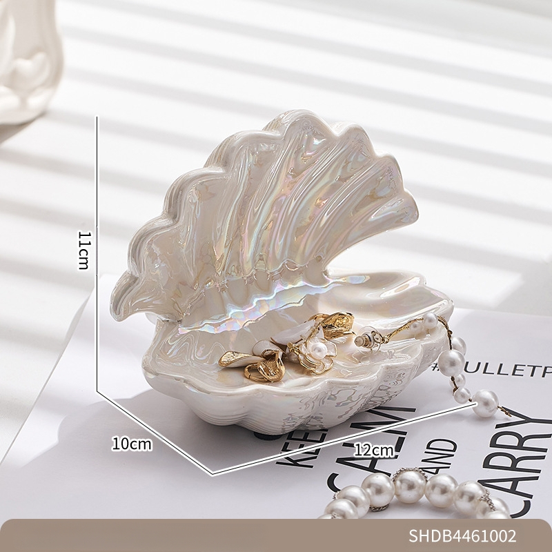 Krémszínű kagyló alakú bejárati kulcstároló lámpa luxus asztali ékszerdoboz kozmetikai vegyes tárolódoboz ingyenes szállítással
