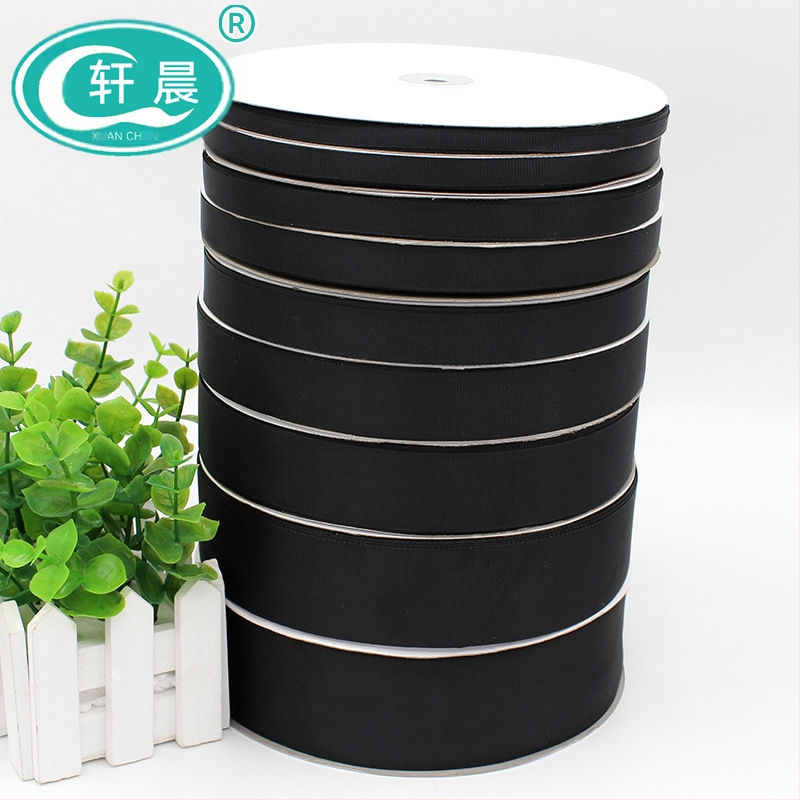 Juoda juostelė su briaunomis ir kaspinu „Pasidaryk pats“ rankų darbo juostelė, drabužių aksesuarų pakuotė, briaunota austinė juosta „Yiwu“ aksesuarai