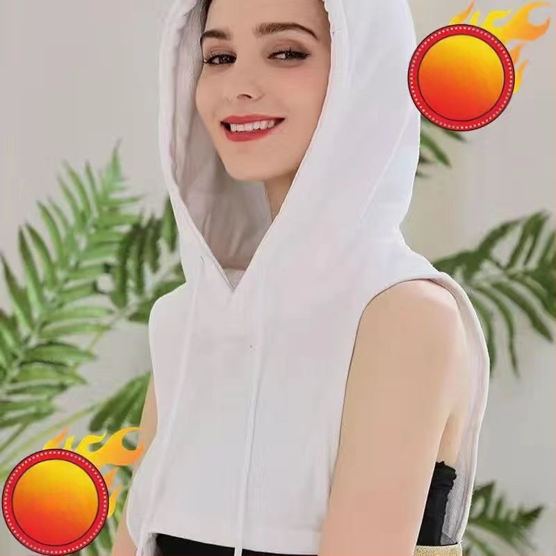 Суичър с яка и фалшива яка, дамски пролетно-есенни и зимни, с вътрешна качулка, унисекс, голяма фалшива шапка, памучна яка