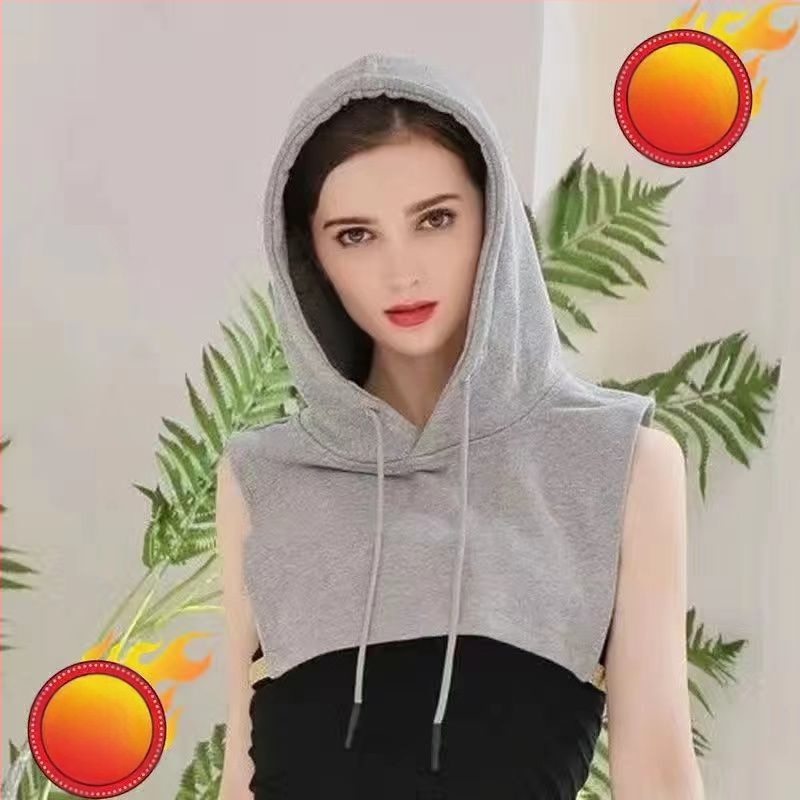 Суичър с яка и фалшива яка, дамски пролетно-есенни и зимни, с вътрешна качулка, унисекс, голяма фалшива шапка, памучна яка