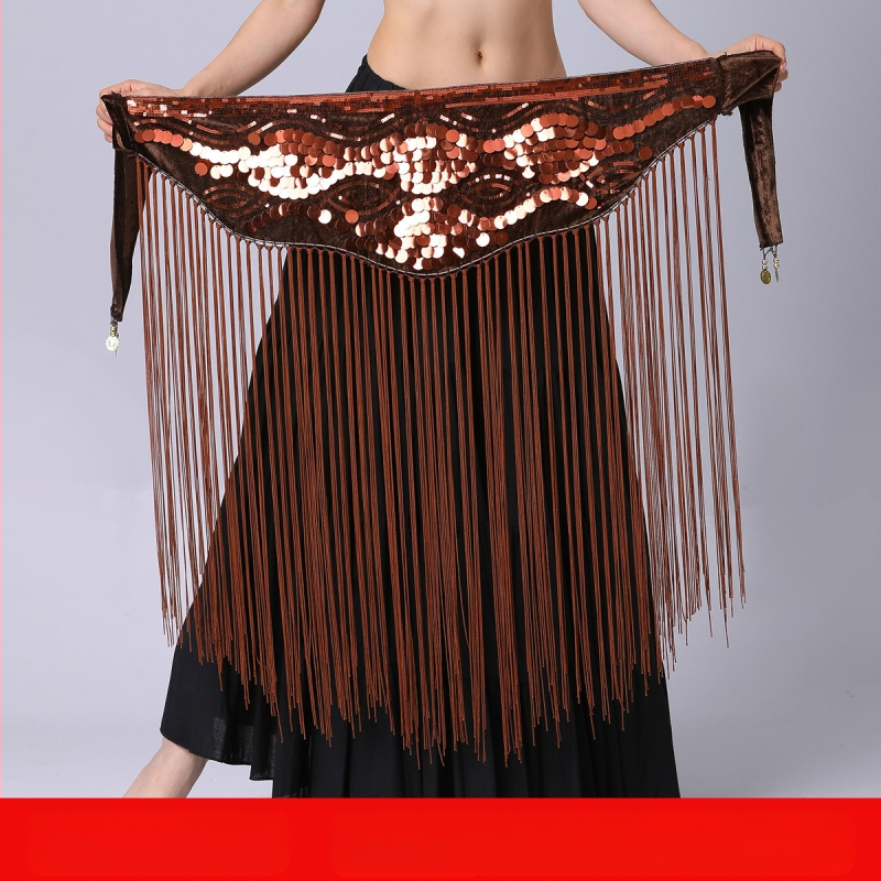 Piiriülene kõhutantsu harjutusriietus vööketiga puusarätik pikk tupsudega litritega vöötihend esinemise vöökett vöörätik kõhutantsu vöökaunistus