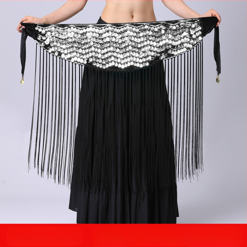 Piiriülene kõhutantsu harjutusriietus vööketiga puusarätik pikk tupsudega litritega vöötihend esinemise vöökett vöörätik kõhutantsu vöökaunistus