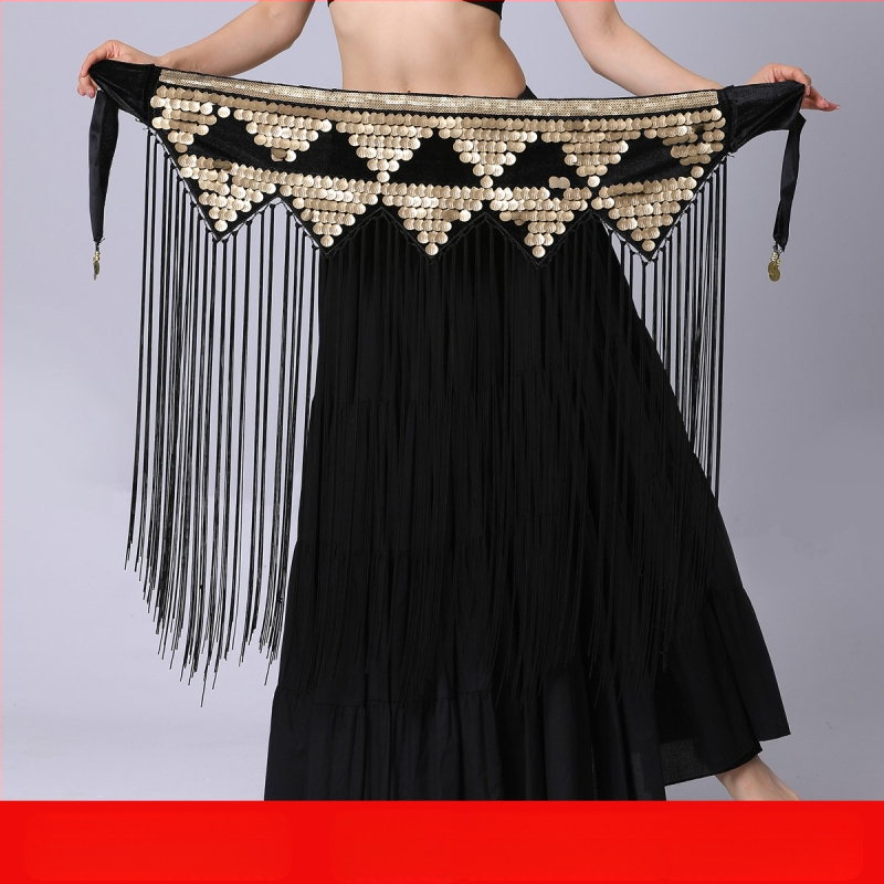 Piiriülene kõhutantsu harjutusriietus vööketiga puusarätik pikk tupsudega litritega vöötihend esinemise vöökett vöörätik kõhutantsu vöökaunistus