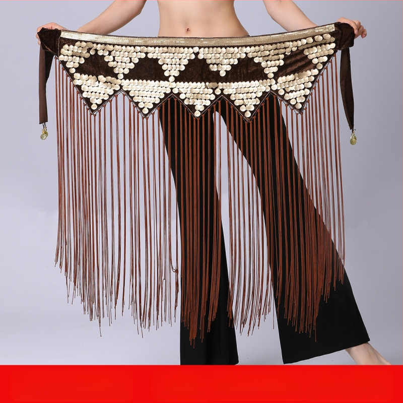 Piiriülene kõhutantsu harjutusriietus vööketiga puusarätik pikk tupsudega litritega vöötihend esinemise vöökett vöörätik kõhutantsu vöökaunistus