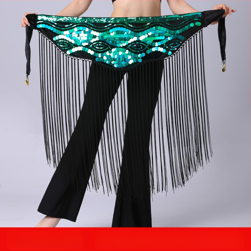 Piiriülene kõhutantsu harjutusriietus vööketiga puusarätik pikk tupsudega litritega vöötihend esinemise vöökett vöörätik kõhutantsu vöökaunistus