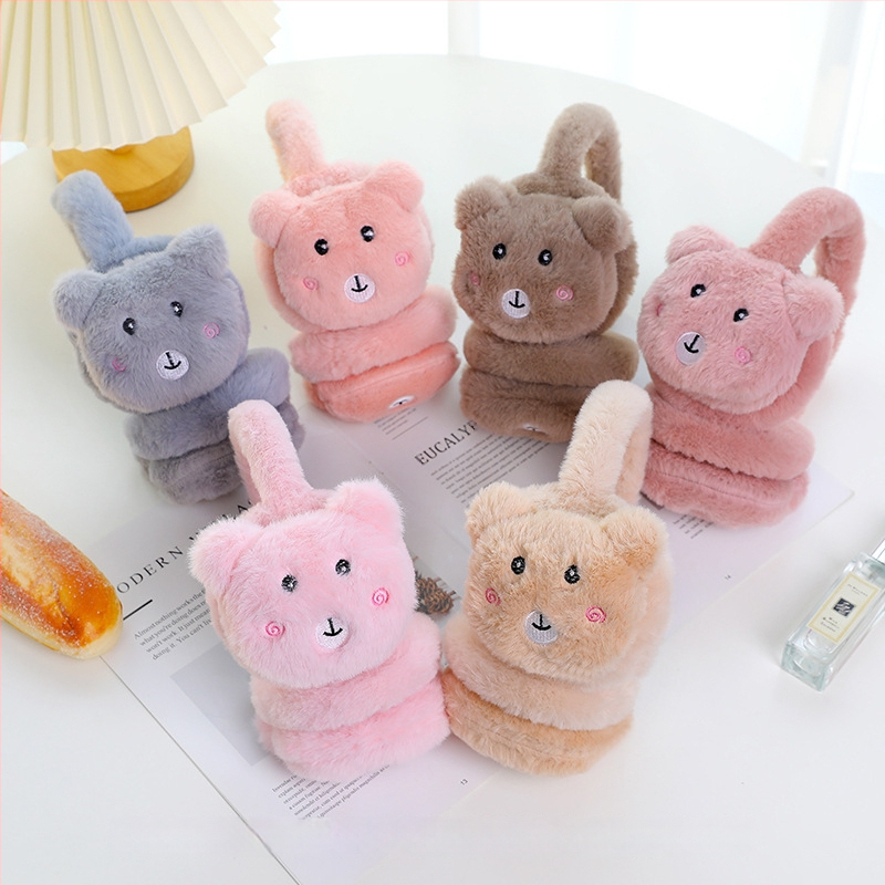 Naiste ja laste reguleeritavad puuviljadega kõrvaklapid, talvised soojad kokkupandavad kõrvaklapid, kõrvasoojendavad koomiksikaru kõrvakotid, hulgimüük