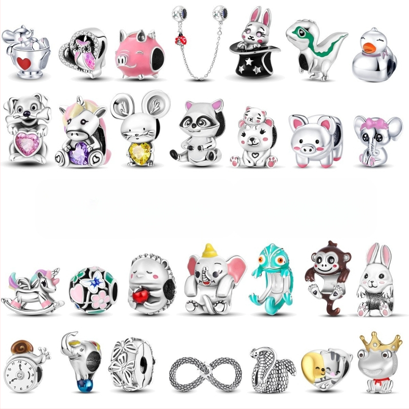 Panjia gyöngyök réz ezüstözött gyöngyök barkács karkötő medál kiegészítők állat bagoly nyúl ékszerek eredeti dizájn