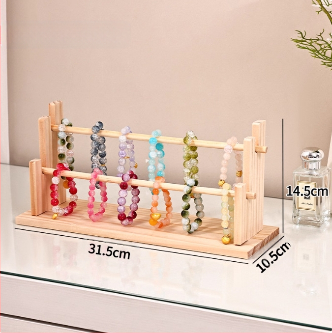 Medžio masyvo apyrankė, apyrankių demonstravimo stovas, apyrankių stovas, laikrodžių papuošalų kabinimo lentynėlė, plaukų žiedų, galvos, virvių laikymo lentynėlė, Budos karoliukų lentynėlė