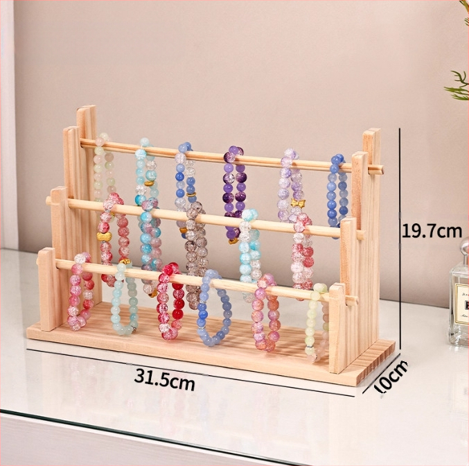 Medžio masyvo apyrankė, apyrankių demonstravimo stovas, apyrankių stovas, laikrodžių papuošalų kabinimo lentynėlė, plaukų žiedų, galvos, virvių laikymo lentynėlė, Budos karoliukų lentynėlė