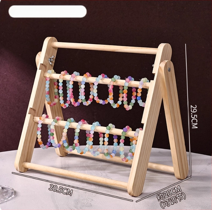 Medžio masyvo apyrankė, apyrankių demonstravimo stovas, apyrankių stovas, laikrodžių papuošalų kabinimo lentynėlė, plaukų žiedų, galvos, virvių laikymo lentynėlė, Budos karoliukų lentynėlė