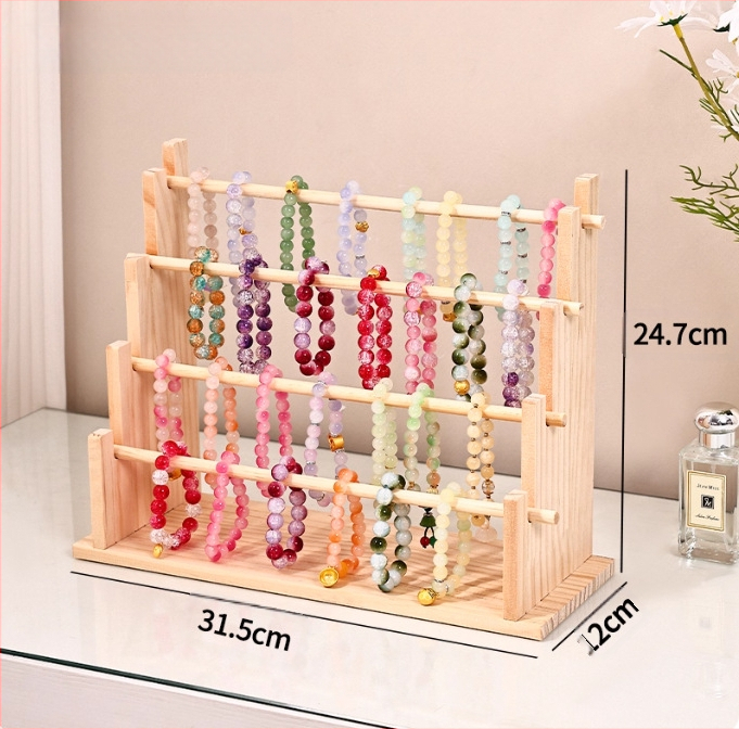 Medžio masyvo apyrankė, apyrankių demonstravimo stovas, apyrankių stovas, laikrodžių papuošalų kabinimo lentynėlė, plaukų žiedų, galvos, virvių laikymo lentynėlė, Budos karoliukų lentynėlė