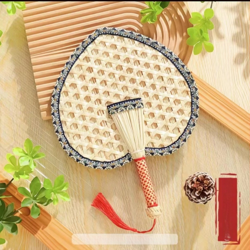 raktáron nagykereskedelmi nyári otthon kézzel készített búzaszalma ventilátor szúnyogriasztó hűvös mintás szegélyezés búzaszalma ventilátor kézi ventilátor