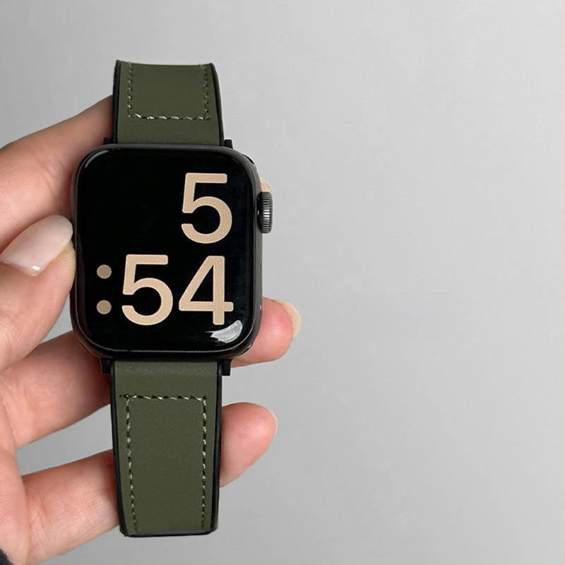 Curea magnetică din silicon Crazy Horse din piele pentru Apple Watch S10/9 Sport